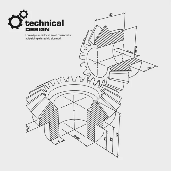 Gears Imagem Blueprint Solução Trabalho Equipe Tecnologia Conceitos —  Vetores de Stock