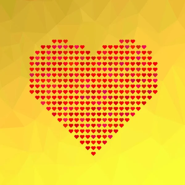 Bunte Illustration Mit Rotem Herz Symbol Auf Gelbem Abstrakten Polygonalen — Stockvektor