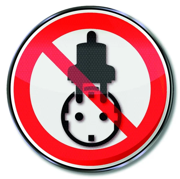 禁止記号のコンセント 電気の節約と電気の消費 — ストックベクタ