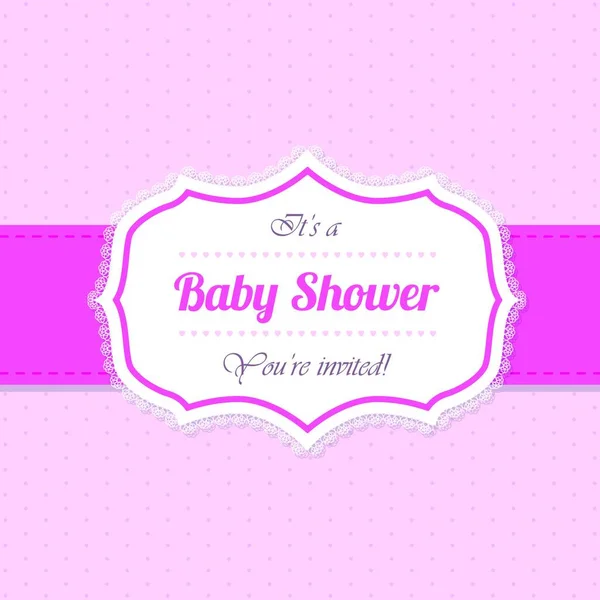 Bébé Douche Invitation Carte Vœux Design Rose — Image vectorielle