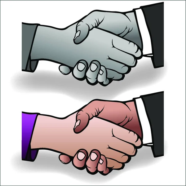 Handshake Ilustrasi Berwarna Vektor - Stok Vektor