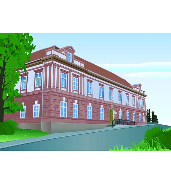 Historisches Gebäude Farbige Illustration Vektor — Stockvektor