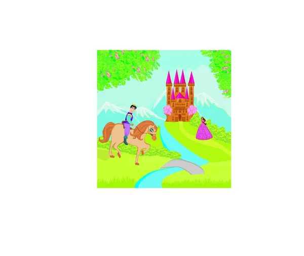 Πρίγκιπας Ιππασία Ένα Άλογο Στην Πριγκίπισσα — Διανυσματικό Αρχείο