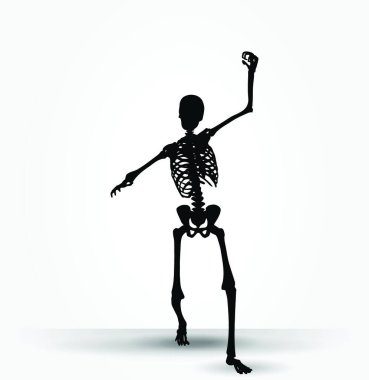 Vector Image - skeleton silhouette in intimidating pose isolated on white background. clipart