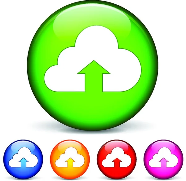 Illustrazione Vettoriale Delle Icone Del Cerchio Caricamento Delle Nuvole — Vettoriale Stock