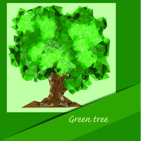 Albero Triangolare Albero Verde Astratto Sfondo Verde — Vettoriale Stock