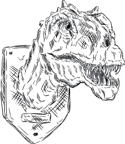 Vektor Obrysová Hlava Dinosaurus Izolované Pozadí — Stockový vektor