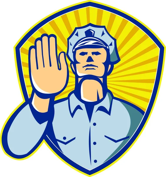 Illustration Policier Policier Agent Application Loi Avec Les Mains Signalisation — Image vectorielle