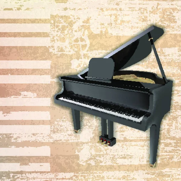 Astratto Sfondo Grunge Beige Con Pianoforte Coda — Vettoriale Stock