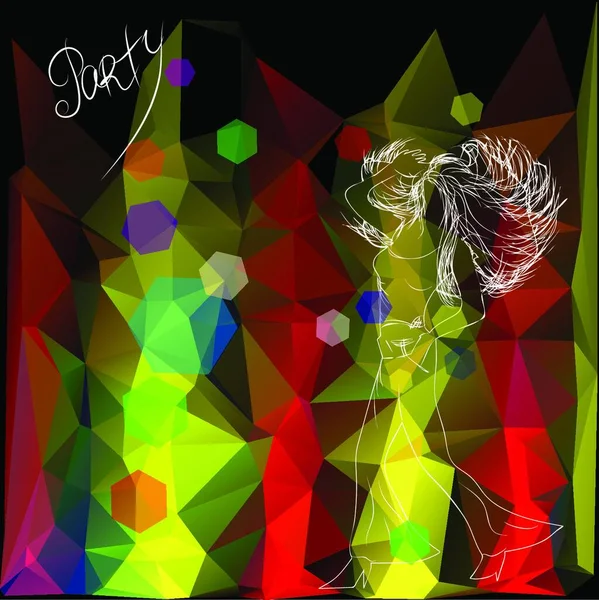 Abstrakt Party Siluett Kvinna Multicolor Bakgrund — Stock vektor