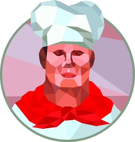 Χαμηλή Εικόνα Πολυγώνου Ενός Σεφ Μαγείρισσα Κεφάλι Αρτοποιός Δει Από — Διανυσματικό Αρχείο