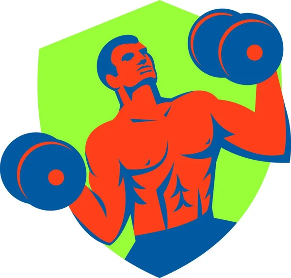 Ilustración Atleta Crossfit Muscle Strongman Levantando Pesas Mirando Hacia Arriba — Archivo Imágenes Vectoriales