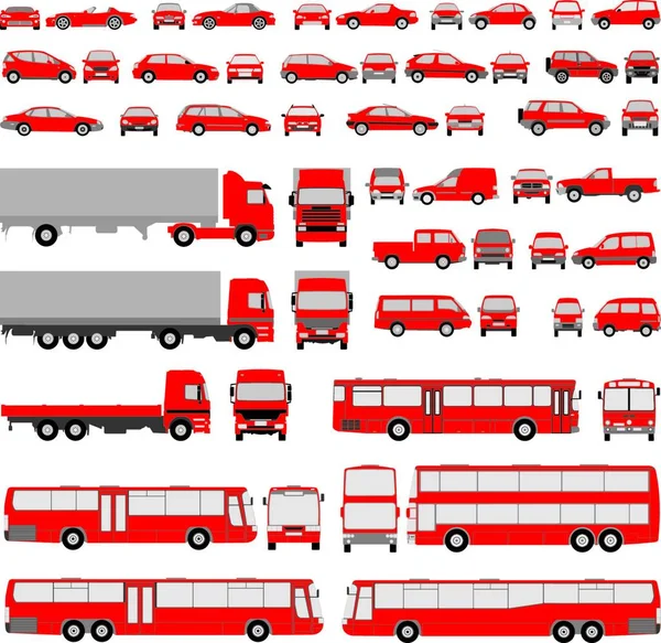 Silhouettes Véhicules Assortis Illustration Voiture Bus Camion — Image vectorielle