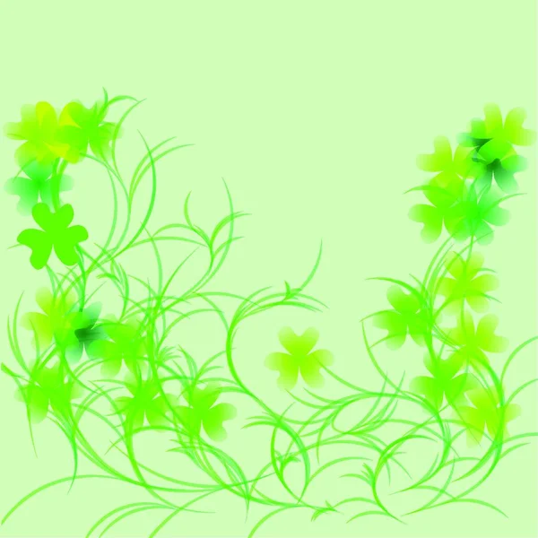 Trébol Verde Fondo Floral Abstracto — Vector de stock