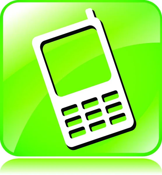 Illustration Grön Mobiltelefon Ikon Vit Bakgrund — Stock vektor