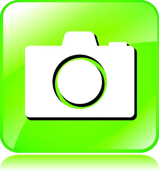 Απεικόνιση Του Εικονιδίου Πράσινη Φωτογραφική Μηχανή Λευκό Φόντο — Διανυσματικό Αρχείο