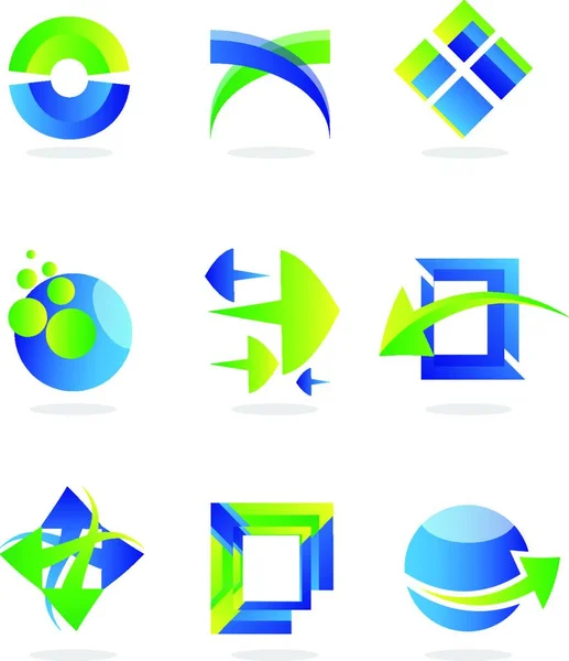 Conjunto Iconos Diseño Vectorial Logotipos Diversas Formas Como Flechas Rectángulos — Archivo Imágenes Vectoriales