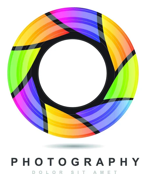 Gekleurd Logo Vector Ontwerp Van Een Fotocamera Diafragma — Stockvector