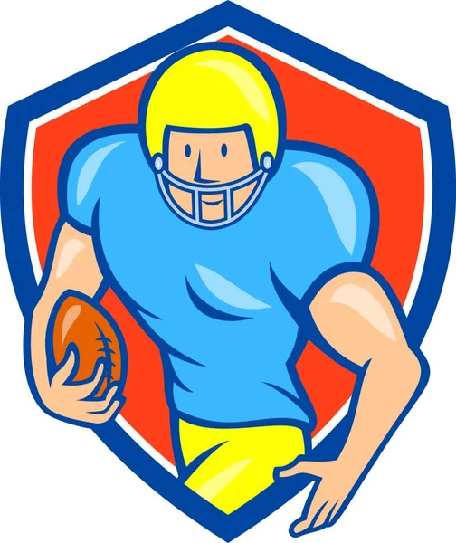 Illustrazione Giocatore Calcio Americano Gridiron Running Back Con Palla Rivolta — Vettoriale Stock