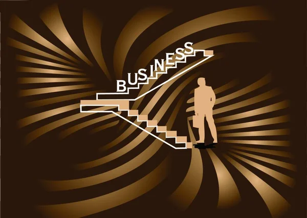 Επιχειρηματική Ιδέα Αφηρημένη Σιλουέτα Του Επιχειρηματία Και Βήματα — Διανυσματικό Αρχείο