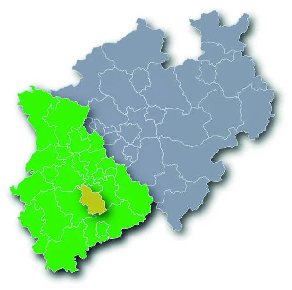 Nrw Mapa Nadrenii Miasta Wody Kolońskiej — Wektor stockowy