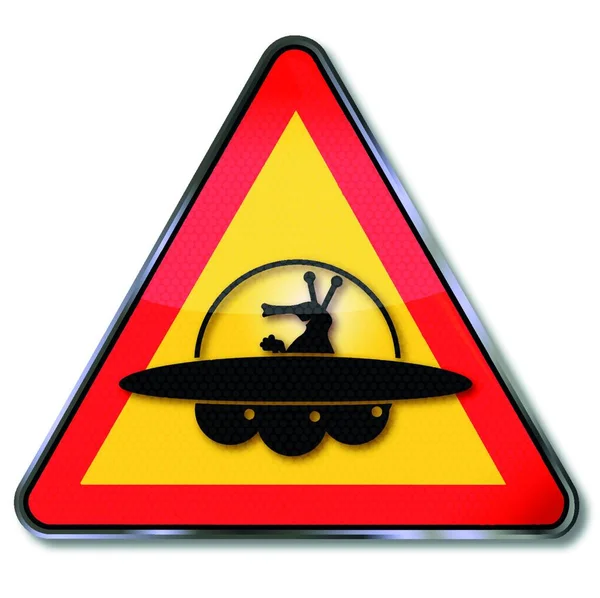 Escudo Atenção Marsman Ufo —  Vetores de Stock