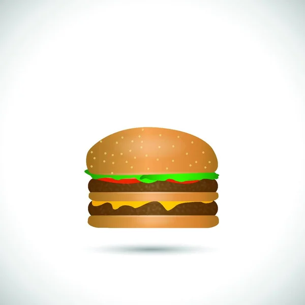 Ілюстрація Сирного Гамбургера Ізольовано Білому Тлі — стоковий вектор