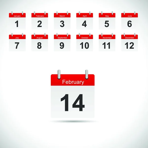 Illustration Kalendermall Ikonen Isolerad Vit Bakgrund — Stock vektor