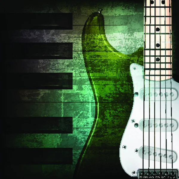 Elektro Gitarlı Soyut Koyu Yeşil Grunge Arkaplan — Stok Vektör