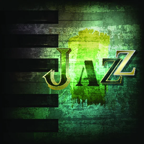 Abstracto Verde Oscuro Grunge Fondo Con Palabra Jazz — Vector de stock
