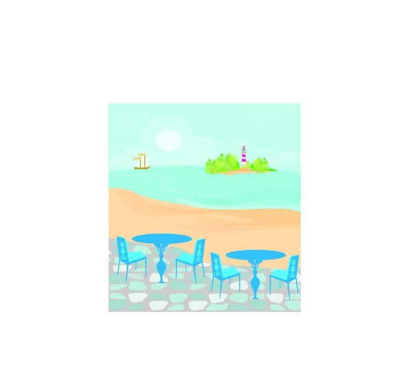 Leuchtturm Von Einem Winzigen Strand Aus Gesehen — Stockvektor