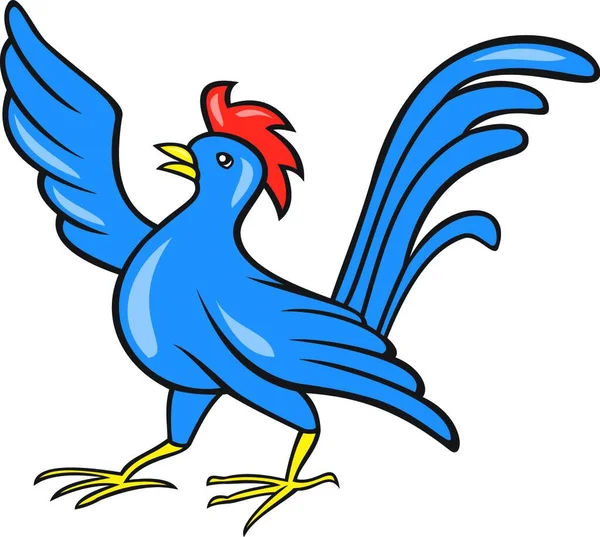 Illustrazione Gallo Pollo Che Punta Ala Guardando Lato Impostato Sfondo — Vettoriale Stock