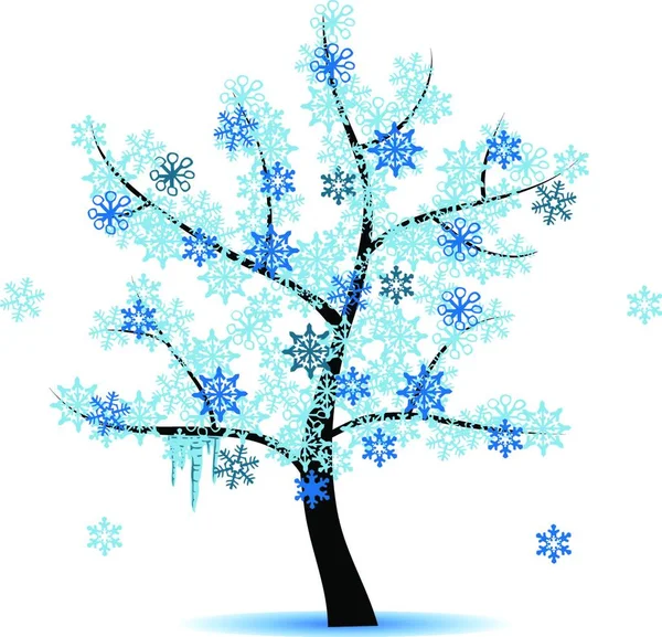 Illustrazione Vettoriale Albero Invernale — Vettoriale Stock