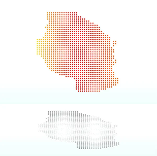 탄자니아 공화국의 지도와 Dot Pattern — 스톡 벡터