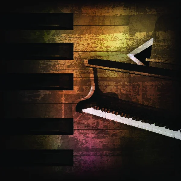 Abstrait Brun Grunge Fond Musical Avec Piano Queue — Image vectorielle