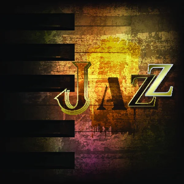 Abstrait Brun Grunge Fond Musical Avec Mot Jazz — Image vectorielle