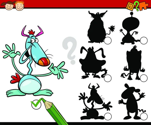 Cartoon Illustration Education Schaduw Matching Game Voor Kleuters — Stockvector