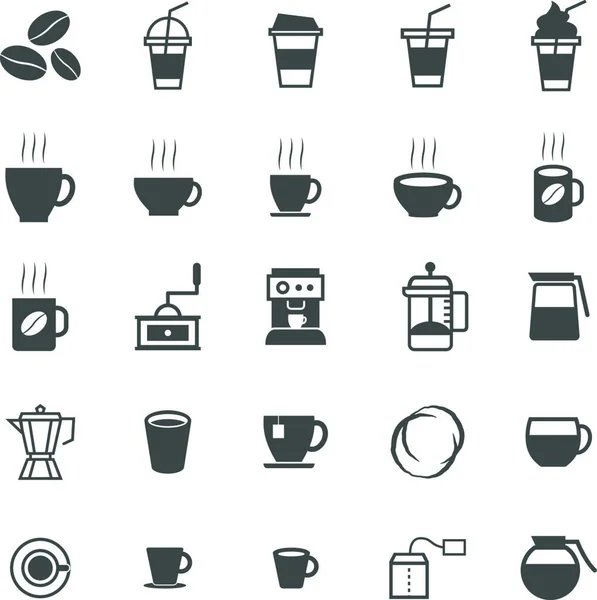 Koffie Iconen Witte Achtergrond Stock Vector — Stockvector