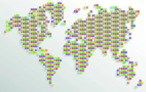 Lego Bloqueia Mapa Mundo —  Vetores de Stock