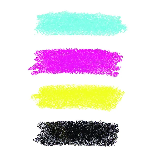 Cmyk Colors Vector Pastel Crayon Stains — Stock Vector
