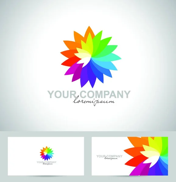 Logo Creativo Del Vector Flor Con Los Pétalos Coloridos Del — Vector de stock