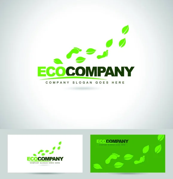 生态足印标志设计 有脚和绿叶的创意标识概念 — 图库矢量图片