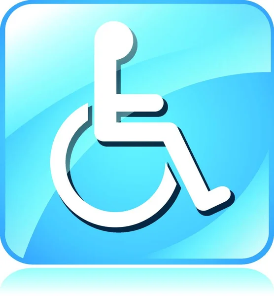 배경의 휠체어푸른 사각형 아이콘의 — 스톡 벡터