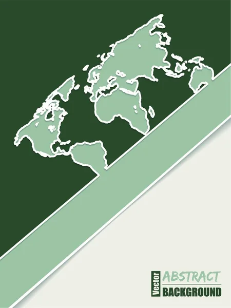 Corporate Brochure Achtergrond Ontwerp Groen Met Witte Strepen Wereldkaart — Stockvector