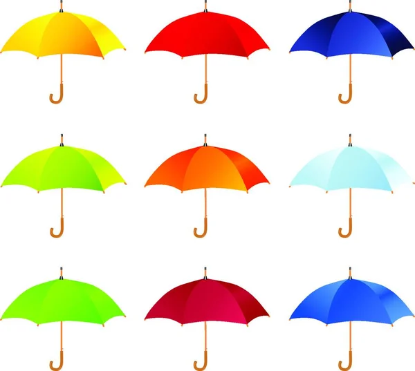 Vector Illustration Red Yellow Umbrella Rain — Stock Vector