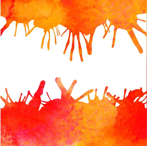 Orange Aquarell Farbvektorhintergrund Mit Flecken — Stockvektor