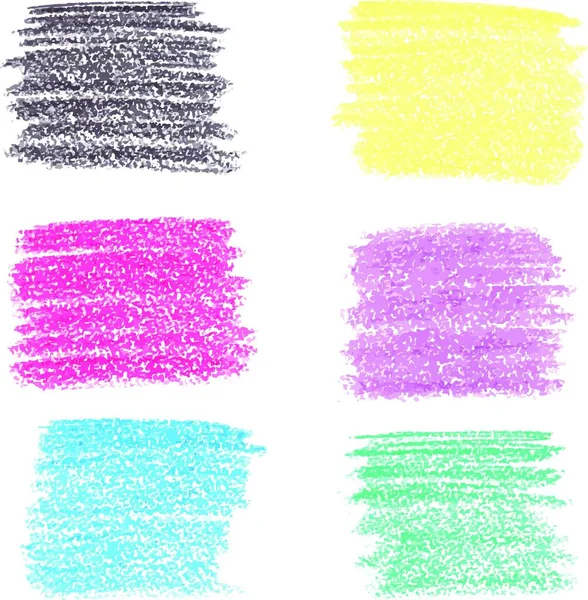 Ensemble Taches Crayon Cire Isolées Sur Fond Blanc — Image vectorielle