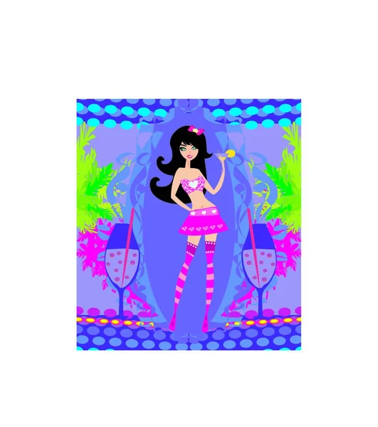 Szexi Party Girl Party Keret — Stock Vector