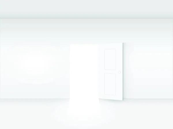 Illustration Eines Weißen Raumes Mit Offener Tür — Stockvektor
