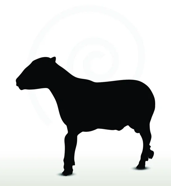 Векторное Изображение Силуэт Овцы Рысью Позы Изолированы Белом Фоне — стоковый вектор